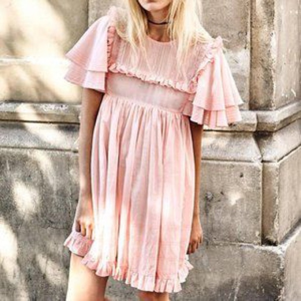 MANOUSH BNWT Pink Flutter Sleeve Baby Doll Dress size 42